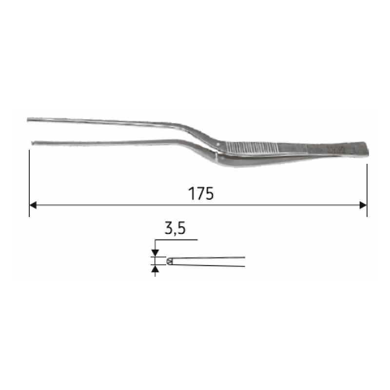Пінцет хірургічний багнетоподібний 1:2 зубий 17,5 см, J-16-103